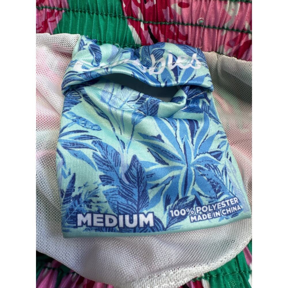 Men's Chubbies Flamingo Swim Trunks Size Medium Green Pink Lined Beach Shorts - Picture 4 of 8